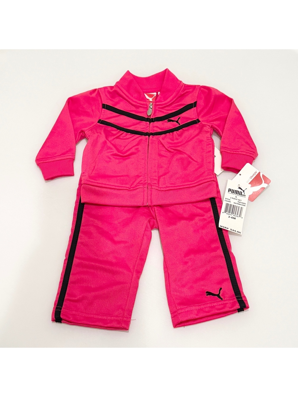 Puma Baby Girls Hot Pink Track Suit Set 2-Piece Outfit Size 3-6 Months